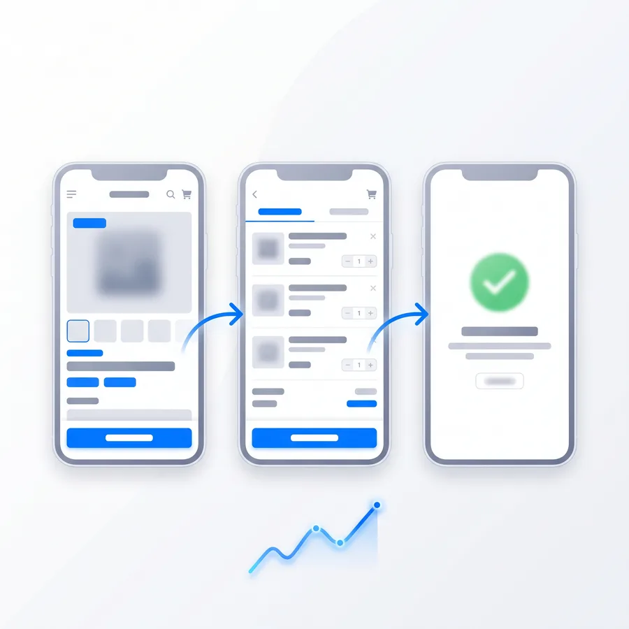Funnel de vente : page produit, panier, commande confirmée
